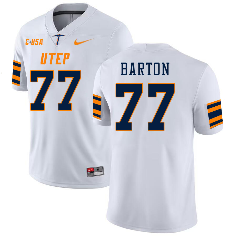 Men-Youth #77 AJ Barton UTEP Miners 2023 College Football Jerseys Stitched-White